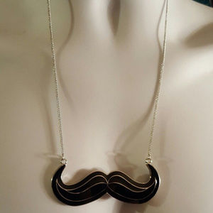 Trendy New Long Black Mustache Necklace TOO CUTE
